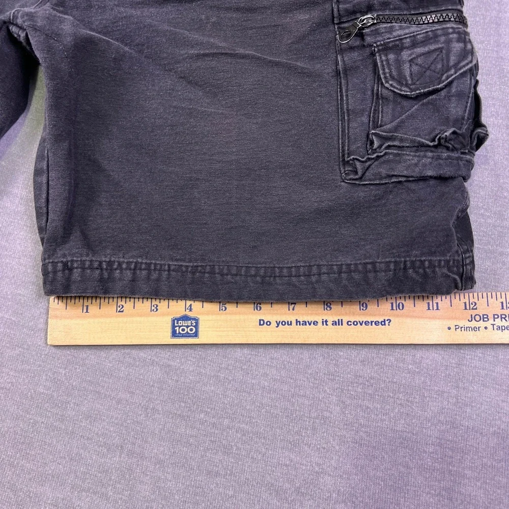 International Denim Cargo Multi-Pocket Mid Rise Shorts Mens 38 Black Cotton